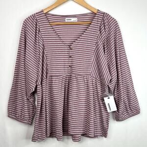 NWT Sonoma Goods for Life Purple Stripe Baby Doll Peasant Top Small